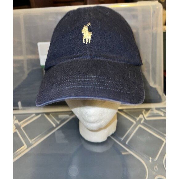 POLO RALPH LAUREN Adult Adjustble Baseball Cap Navy Blue Yellow Pony Hat One Sz - Picture 1 of 8
